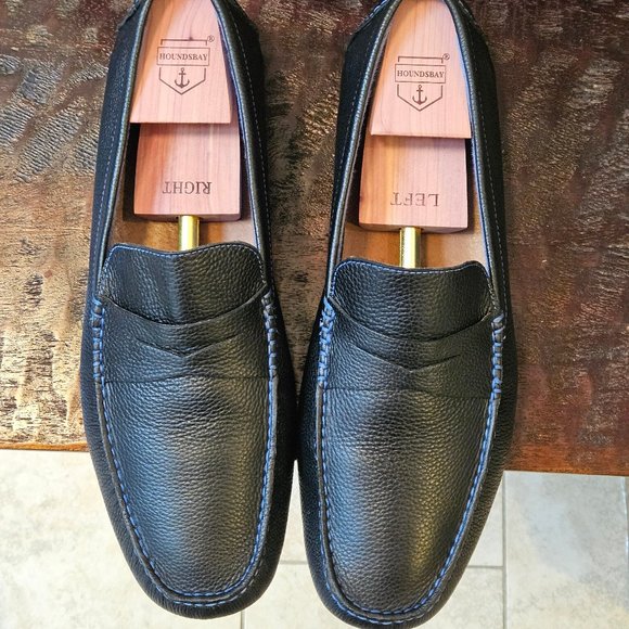Donald Pliner Men\'s Soft Leather Loafers, Black / Blue Stitching, Sz 13 main image 12